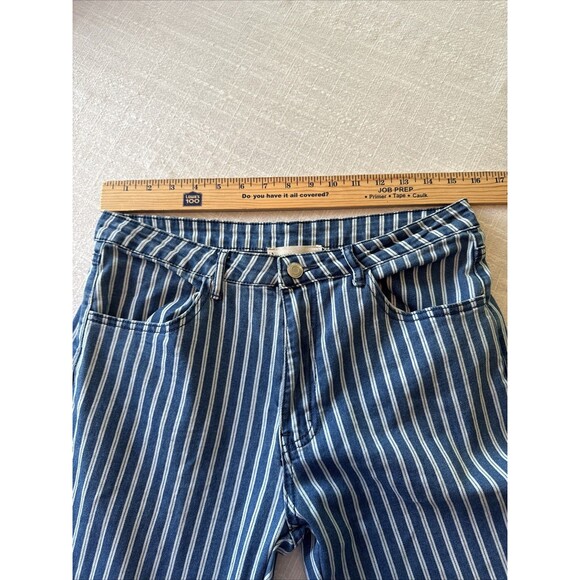 Saints & Hearts Raw‎ Hem Striped Flare Bell Bottom Jeans Women’s Size Large - Picture 6 of 9